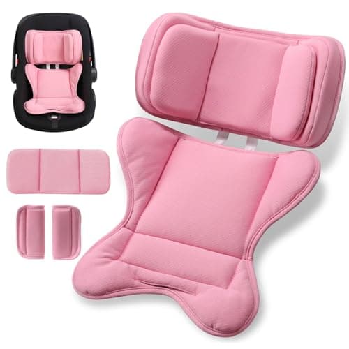 TinlyFinly Infant Insert Compatible with Doona Graco Britax Chicco Evenflo Car Seat Adjustable Baby Head Body Support Cushion for Newborn to Toddler Fits Infant Car Seat and Stroller Pink