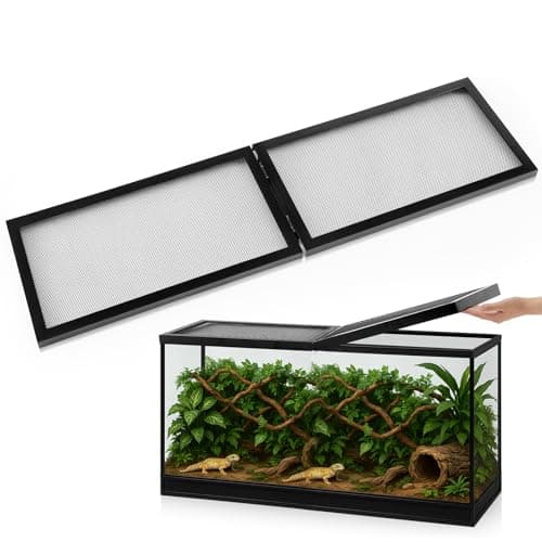 Landhoow 55 Gallon Screen Cover for Hinged Door Pet Reptile Terrarium Screen Cover Large Reptile Terrarium Fish Tank Lid with Center Hinge