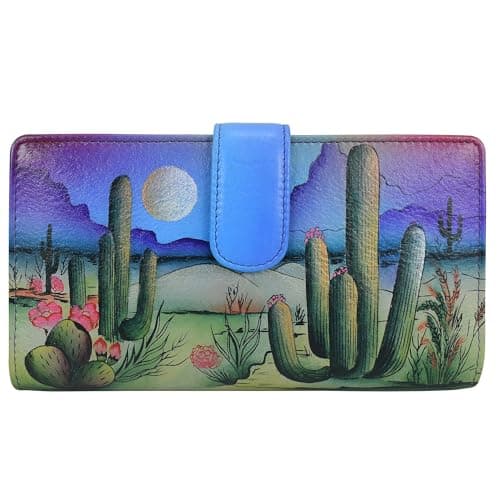 Anna by Anuschka Womens Original HandPainted Genuine Leather TwoFold Wallet Desert Moon
