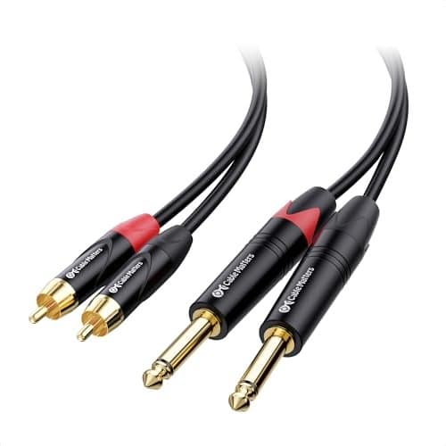 Cable Matters Short Dual 1/4" TS to Dual RCA Cable - 3ft, 1/4 Inch to RCA Stereo Audio Interconnect Cable for Audio Equipment