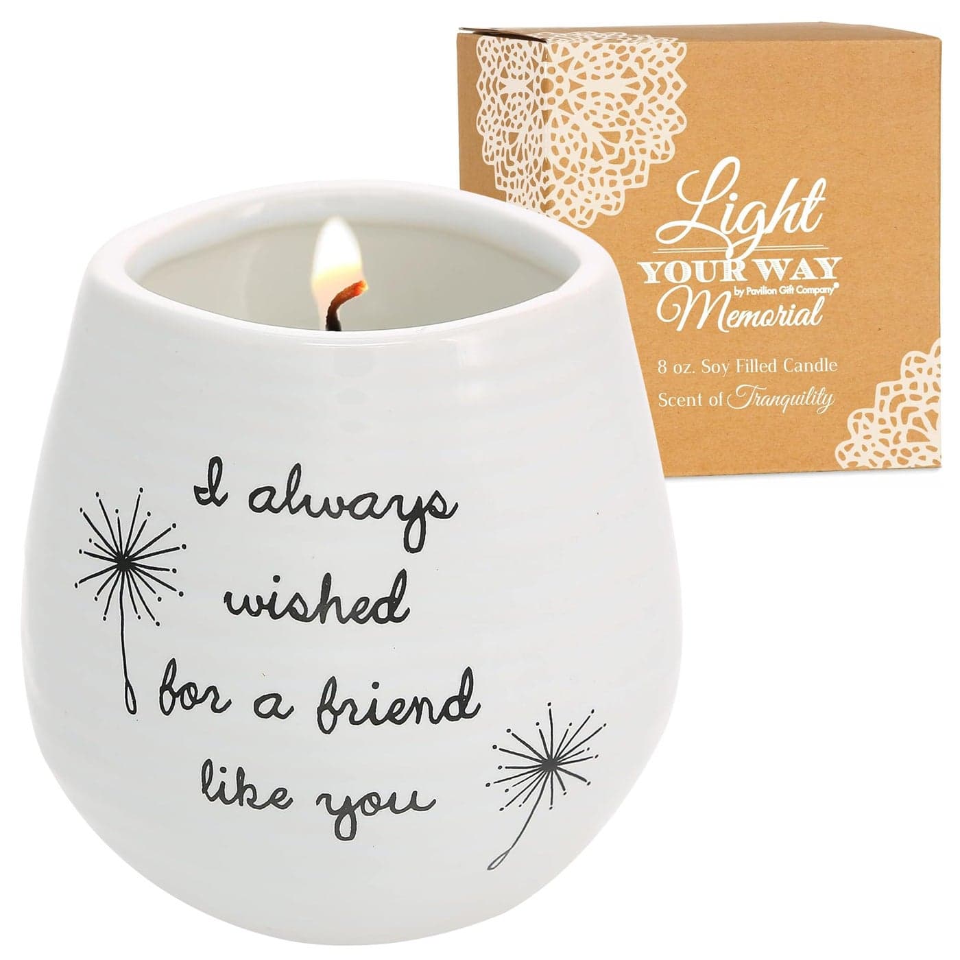 Pavilion 8 Oz Candle Holder White Ceramic Candle Jar with 100 Soy Wax Candle Cotton Scent I Always Wished For A Friend Like You Ideal Gift for a Friend Printed Text Love Theme Oval Shape