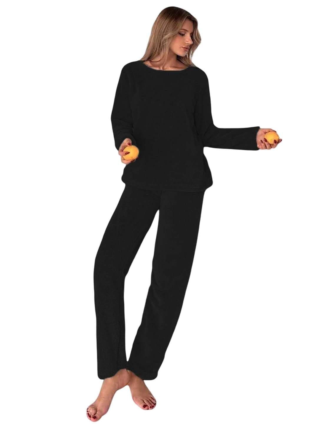 KOTTY Women's Woollen Jogger Co-Ord Set for Stylish Look (Black,L)-KTYWINTERSET162L