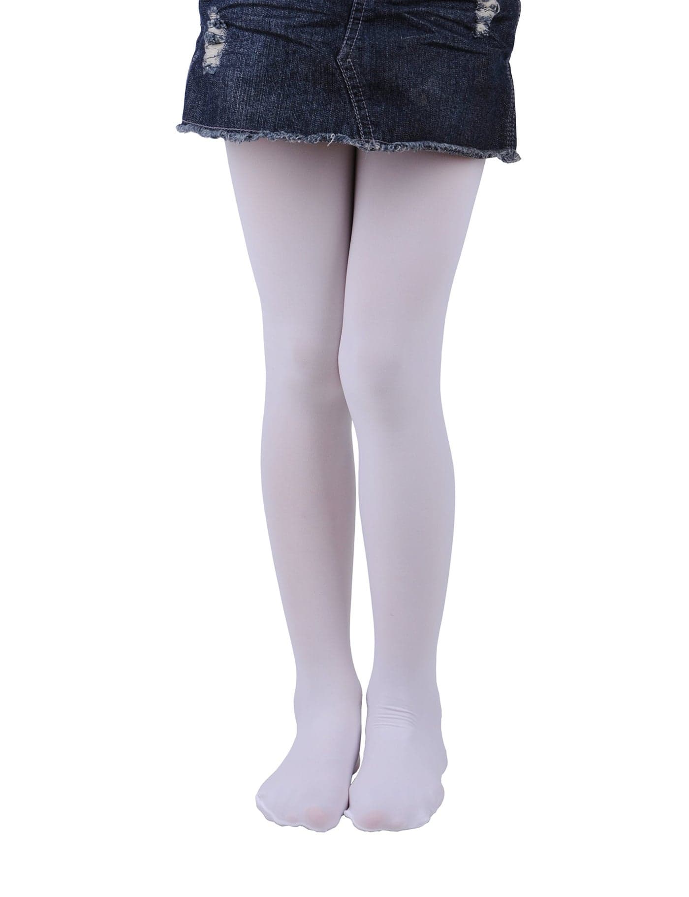 EVERSWE Girls Tights, Semi Opaque Footed Tights, Microfiber Comfortable Tights, Dance Tights (8-10, White)