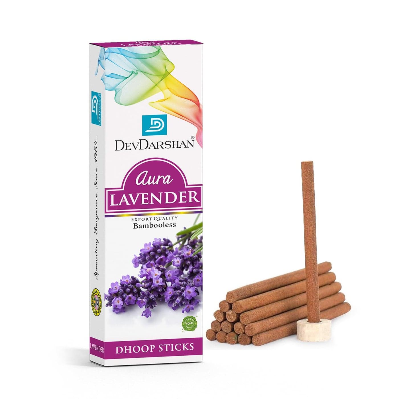 Devdarshan Aura Lavender Dry Dhoop Stick 10 Sticks Pack of 24 Units