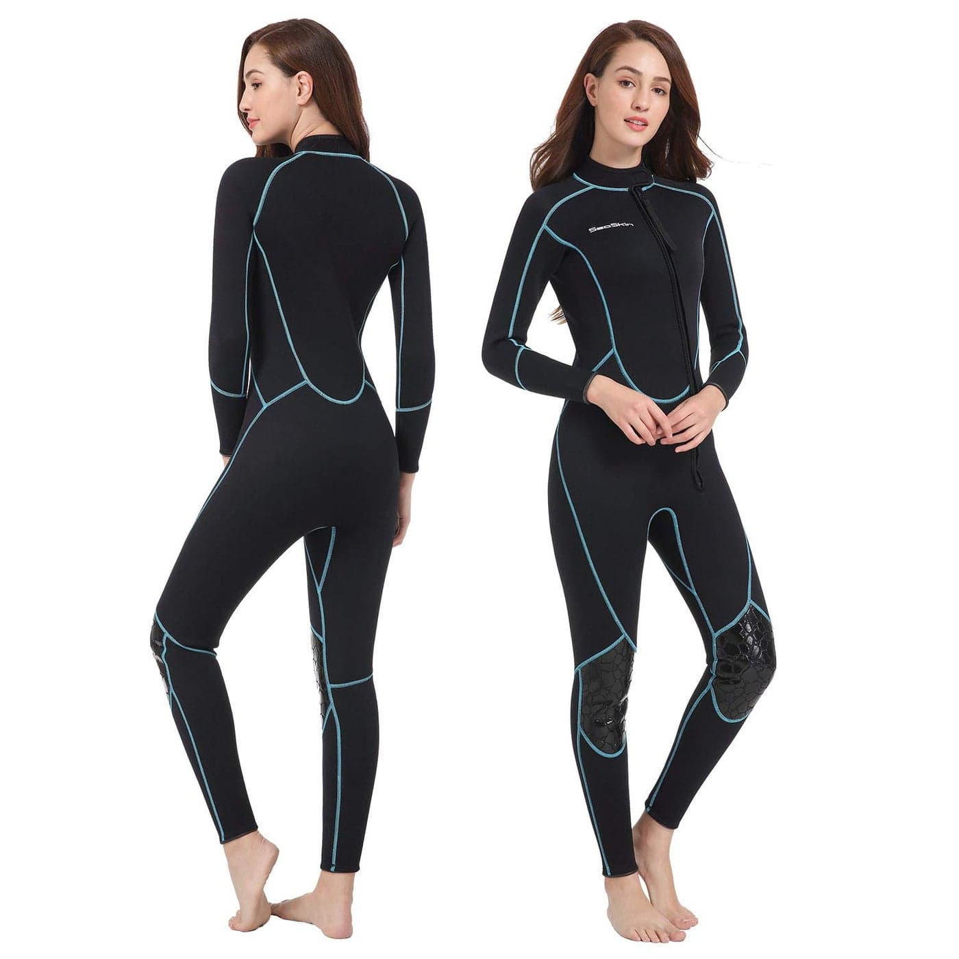 Seaskin Mens 3mm Shorty Wetsuit Womens Full Body Diving Suit Front Zip Wetsuit for Diving Snorkeling Surfing Swimming Large