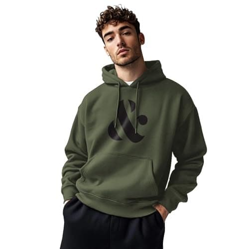NOBERO Men's Cotton Blend Neck Regular Fit Hooded Sweatshirt (1M-TWHO-C0890_Olive Green (Medium)