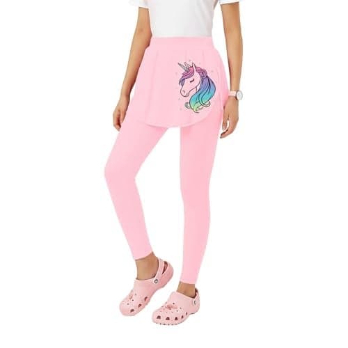 YouGotPlanB Skeggings for Girls | Pack of 1 | 2-in-1 Skirt with Attached Leggings | Cotton | Ages 4-16 Years | Comfort fit | Ideal for Sports & Play | Unicorn-BPK | 12-14 Years