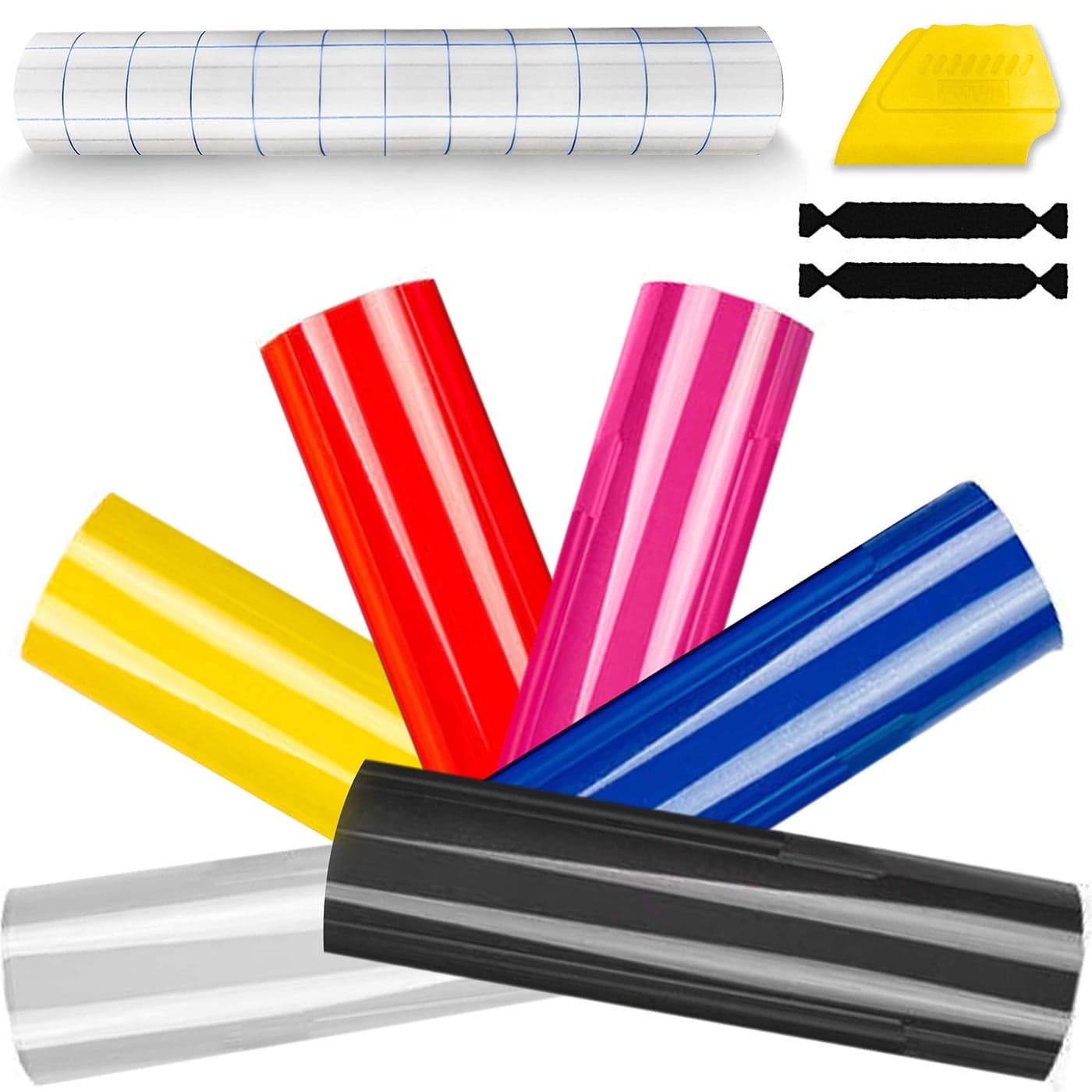 ORACAL 651 MultiColor Vinyl Starter Kit 12 Inch x 5ft Roll Bundle Including Toolkit Transfer Paper Roll 6 Rolls