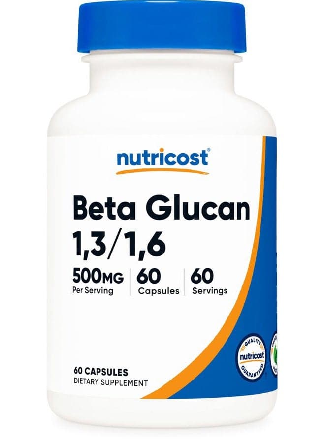 Beta Glucan 500mg 1,3/1,6 D-Glucan, 60 Vegetarian Capsules - Gluten Free, Non-GMO