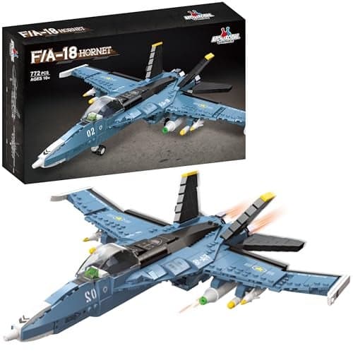 Apostrophe Games FA18 Hornet Fighter Jet Building Block Set 772 Pcs F18 Air Force Jet Building Block Plane Toy for Kids Older Than 10 and Adults Compatible with All Building Bricks