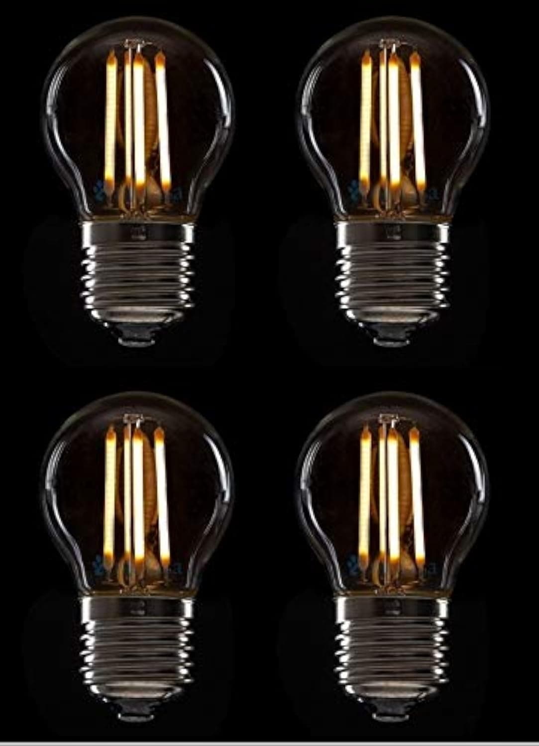 Mufasa 4 Watts E27 Base G45 Round Shape LED Filament Bulb, Small Vintage Ambience Bulbs, 50mm Diameter (Please Check Dimensions Image) (Warm White) (Pack Of 4)