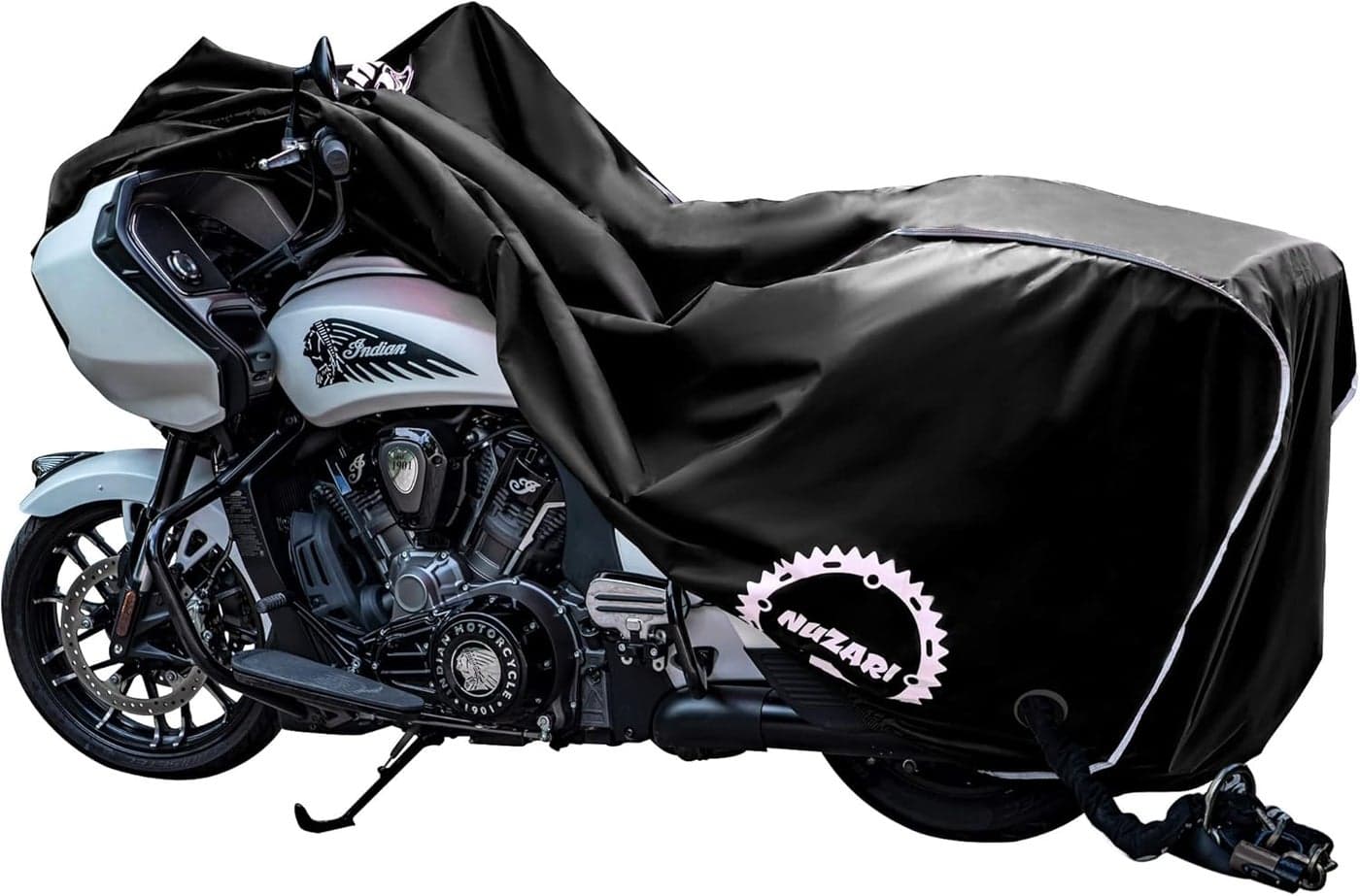 Nuzari Heavy Duty Waterproof Motorcycle Cover - Extra Large Black