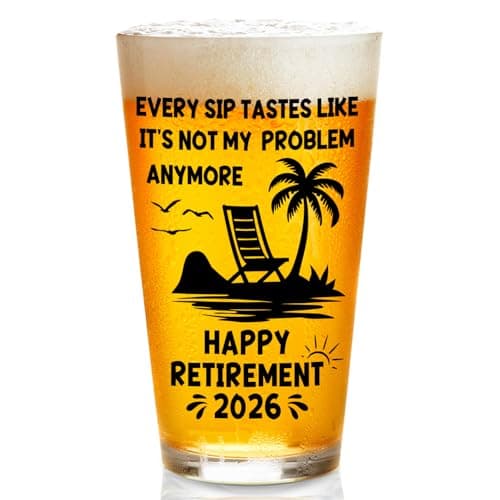 Zunaked Retirement Gifts for Men 2026 - Premium Beer Glass Retired Gifts for Dad, Mom, Grandpa or Husband - Best Retirement Gift for Coworker, Boss, Friend - 16 OZ Beer Glass