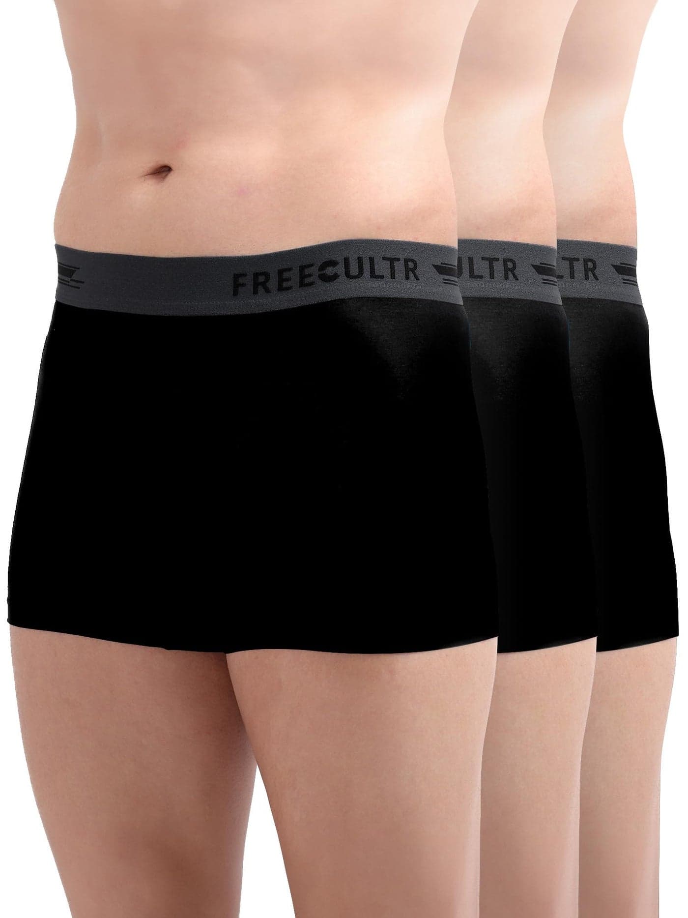 Freecultr Men's Underwear Anti Bacterial Micromodal Airsoft Trunk - Non Itch No Chaffing Sweat Proof - Size M Pack of 3-Pot Black,Pot Black,Pot Black