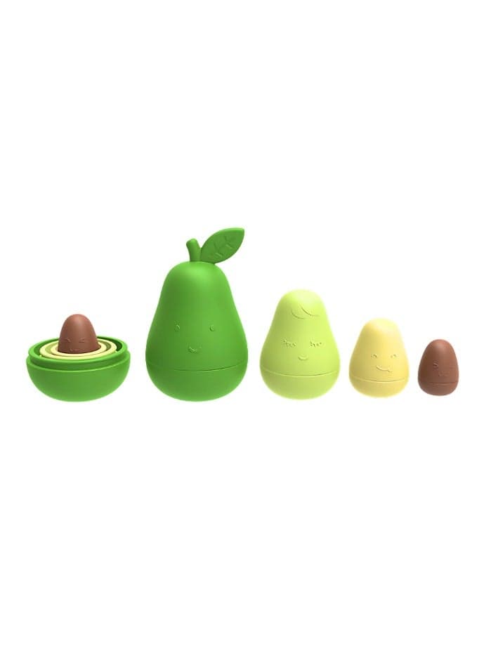 Twisoo Silicone Avocado Stacking Toy for Babies & Kids - BPA-Free, BPA-free bath toy 100% Safe, 4-Piece Educational Playset Green