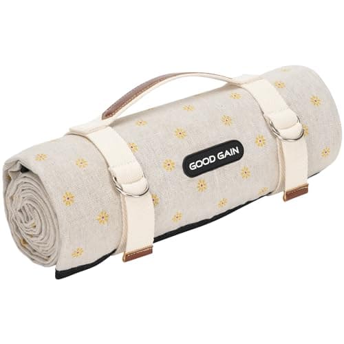 Picnic Outdoor Blankets Waterproof Large Beach Mat Sand Free Foldable with Carry Strap Portable Camping Blanket Park Blanket for Grass Park Hiking Travel Concerts Indoor Yellow Flower