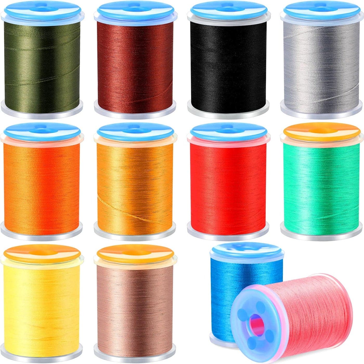 BBTO 12 Rolls Fly Tying Kit,Fly Tying Materials 12 Color Fly Tying Thread 3936 Feet Elastic Fly Tying Wire Standard Twisted Fly Material Kit Nylon DIY Supplies for Wet Dry Nymph Fly Fishing Material