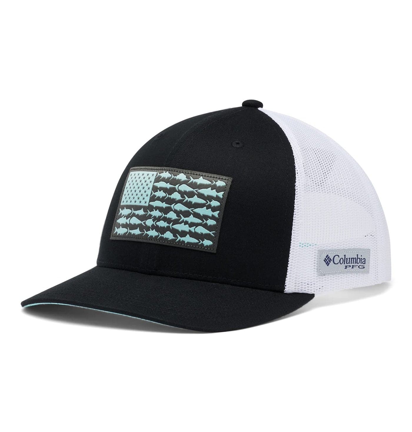 Columbia Unisex Unisex PFG Fish Flag Mesh Snap Back Hat, Black/White, One Size