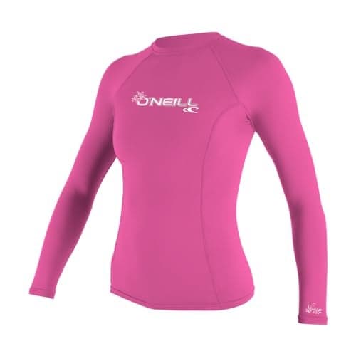 ONeill UV Sun Protection Womens Basic Skins Long Sleeve Crew Sun Shirt Rash Guard Fox Pink Large
