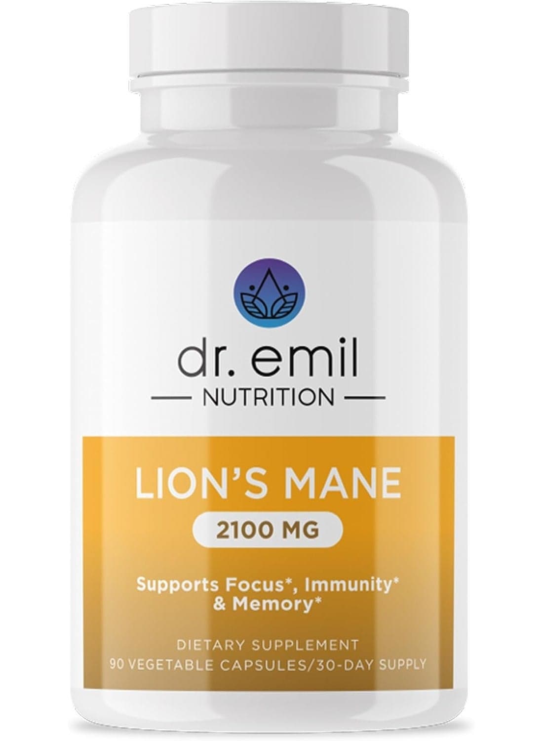Organic Lions Mane Mushroom Capsules 2100 mg Absorption Enhancer Nootropic Brain Supplement and Immune System Booster - 90 caps