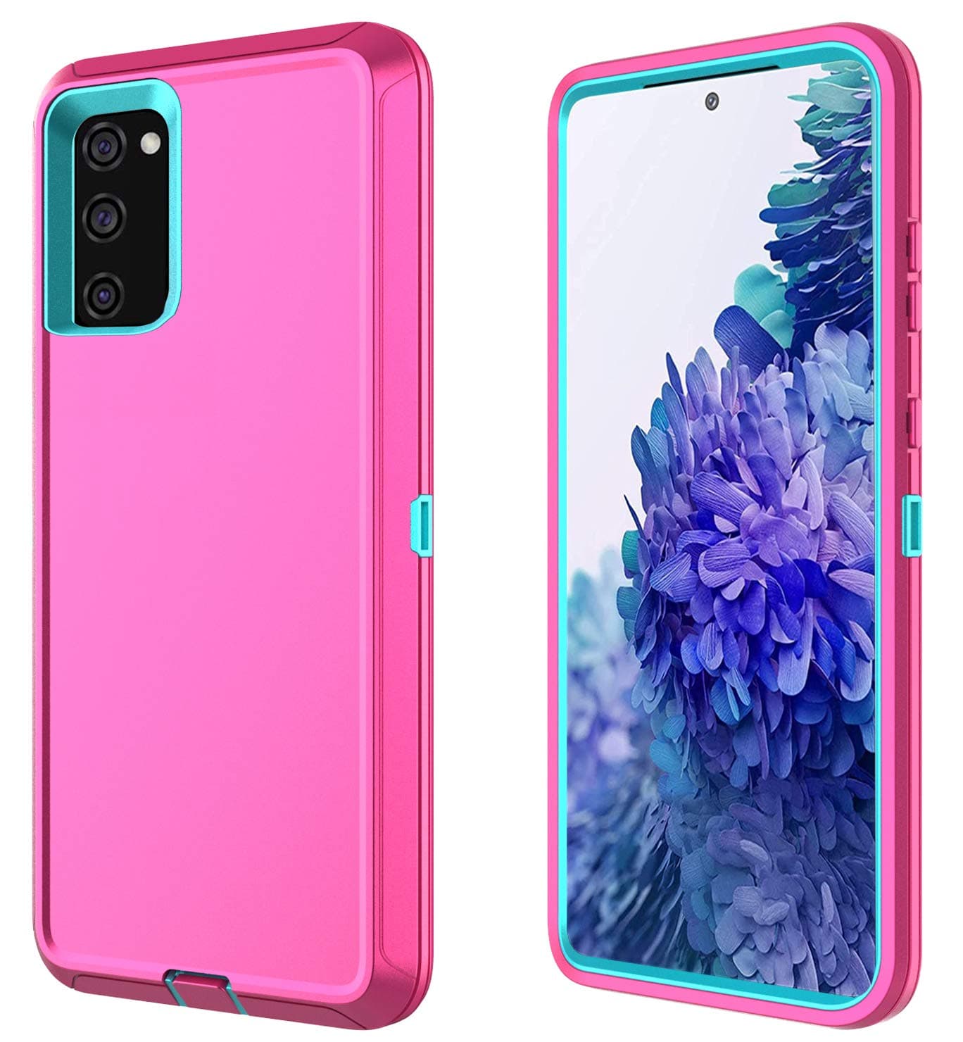 Annymall Cover for Galaxy S20 FE 5G Case for Samsung S20 FE Heavy Duty Case with Screen Protector for Women Men Rugged Shockproof Cover for Samsung Galaxy S20 FE 5G 6.5 inch (Pink/Sky Blue)