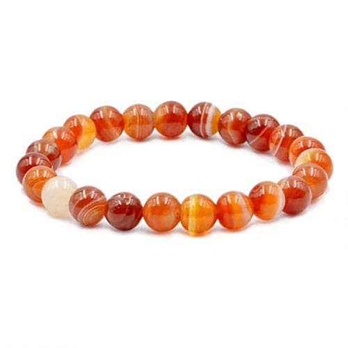 AD Beads Natural Gemstone Round Beads Stretch Bracelet Healing Reiki 8mm (Red Orange Agate)