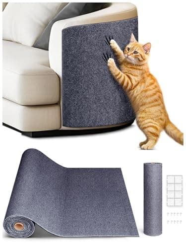TLNNK 787x158 Cat Scratch Mat Trimmable SelfAdhesive Carpet DIY Climb Cat Scratcher for Furniture Couch or Wall Protector Covering Cat Scratching Post Replacement Pads Dark Gray