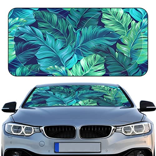 Windshield Sun Shade Foldable Car Front Window Covers for Car Accessories Sun Heat UV Rays Visor Protector Protection for Universal Cars SUV TruckLeaf