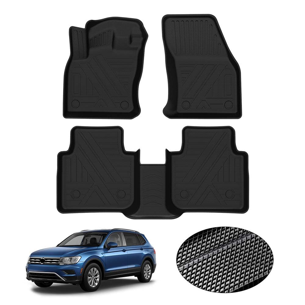 KUST All Weather Floor Mats for 20182024 Volkswagen Tiguan Custom Fit Floor Liners for VW Tiguan Accessories 1st 2nd Row High Edge NonSlip