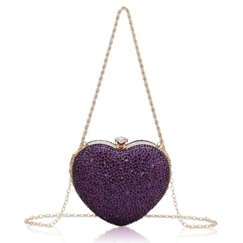 Simcat Cute Heart Shape Clutch Purses Love Heart Women Rhinestone Wedding Handbag Clutch Party Evening Bag