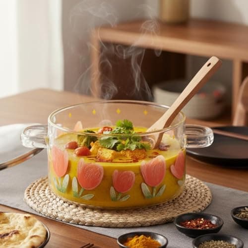 The Better Home Zeno Borosilicate Glass Saucepan with Lid (2.3L) | Cook & Serve Pot | Microwave Safe | Serving Bowl with Lid | Glass Cookware for Gas Stove | Non Induction Base (Clear)