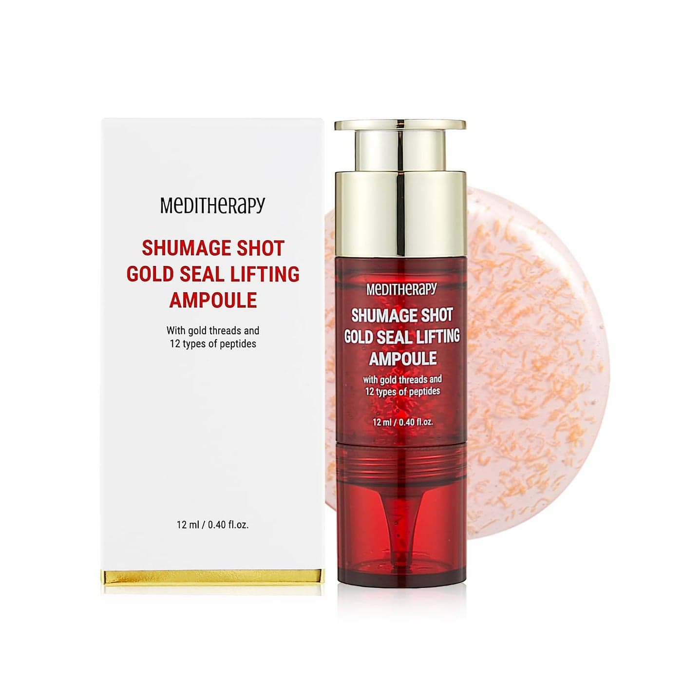 MEDITHERAPY Shumage Shot Gold Seal Lifting Ampoule Gold Threads and Collagen Serum for Antiwrinkles Lifting Ampoule Glowing Skin Korean Skincare 04 floz