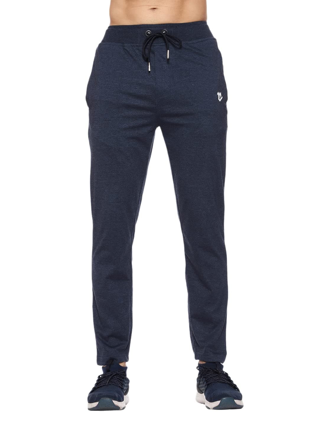 MARK LOUIIS Track Pants For Men: Regular Fit Mid Rise Cotton Blend Lower With 2 Side Zipper Pockets, Back Pocket - Your Go-To For Running, Gym, And Comfortable Style, Melange Blue, 5XL