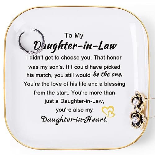 Piudee Daughter in Law Gifts from Mother in Law - Jewelry Dish Ring Trinket Dish for Daughter in Law Birthday Valentines Mother's Day Christmas Wedding Gift for Daughter in Law