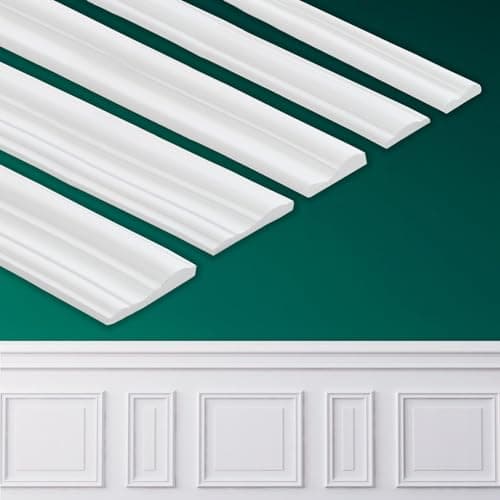 Coengwui Peel and Stick Wall Molding, Chair Rail Wainscoting Panel, Finish Trim for Home Decoration (Paintable White, 9.8ft x 0.9in)