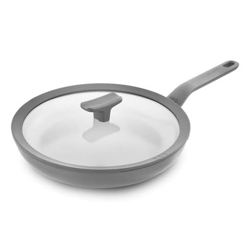 Berghoff 28 cm Recycled Aluminum Non-Stick Cooking Fry Pan & Toughened Glass Lid | CeraGreen Ceramic Coating |PTFE, PFAS Free |Induction, Dishwasher Ready |Dark Grey |5 Yr Warranty
