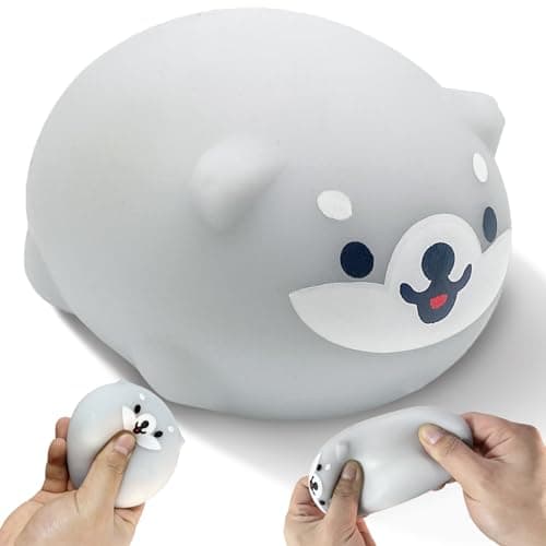 Squishy Shiba Inu Stress Balls for Adults and Kids White Dough Ball Squishy Toys Dog Squeeze Ball Stress Relief Sensory Toys for Easter Basket Stuffers