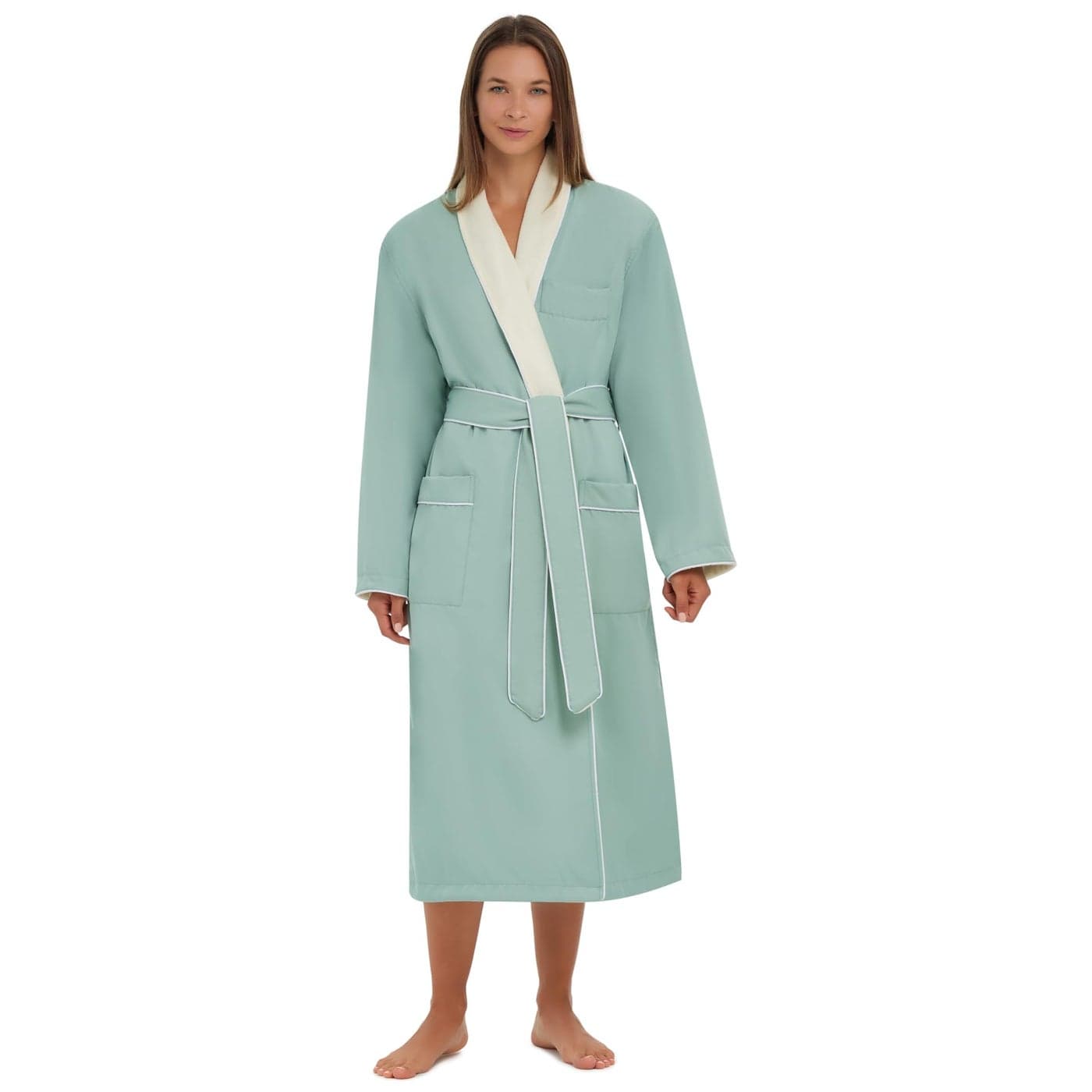 MONARCH Combed Cotton Terry Lined Microfiber Bath Robe for Women or Men Super Soft Durable Luxury Spa Resort Hotel Bathrobe Generously Sized Unisex Cypress