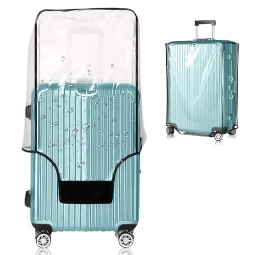 GigabitBest Suitcase Covers for Luggage – TSA Approved Clear PVC Luggage Protector Cover, Thick Transparent Waterproof Sleeve with Large Hook and Loop Closure, Fits 20" Wheeled Suitcases