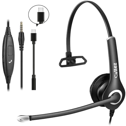 Callez Wired Computer Headset 35mmUSBC Headset with Mic Noise Cancelling Cell Phone Headphone for PC Laptop Mac iPhone 151617 Samsung Zoom Teams Call Center Home Office Work inline Controls