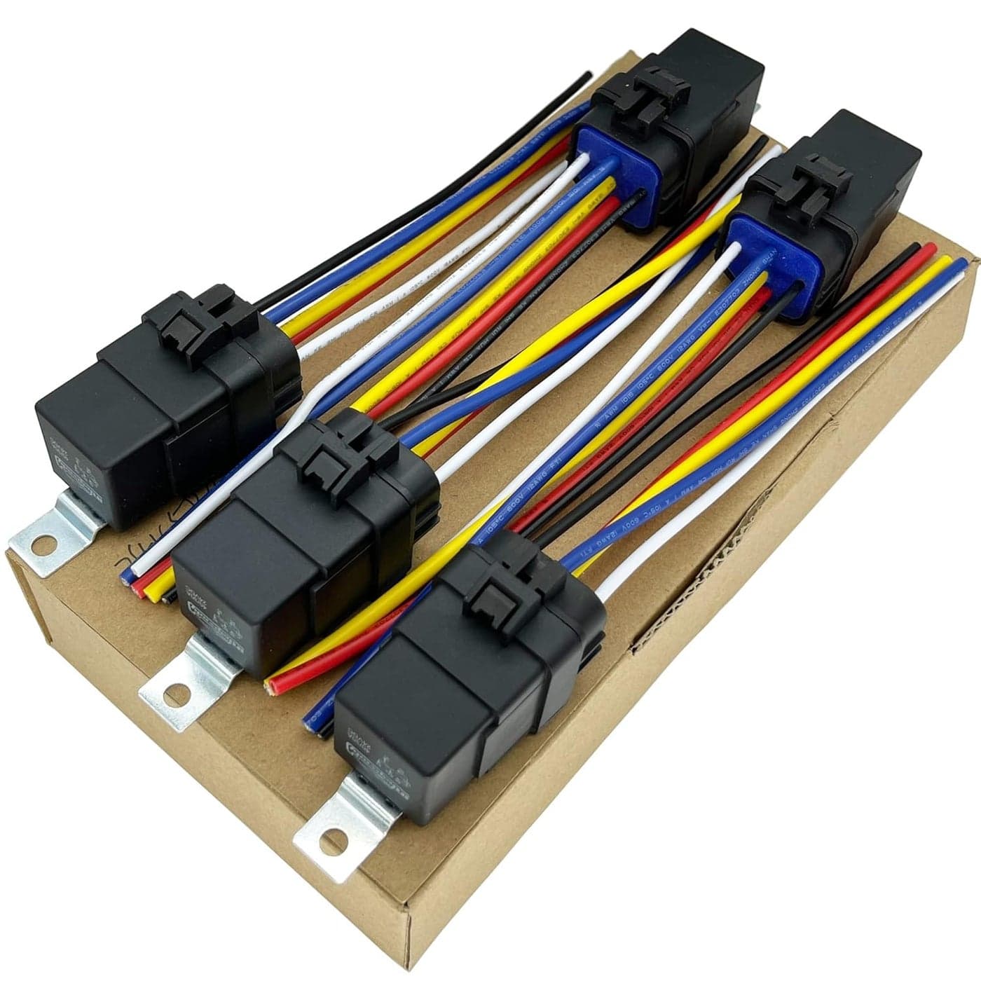 5 Pack 24V DC 40/30 AMP Waterproof Relay and Harness - Heavy Duty 12 AWG Wiring Harness - 5-PIN SPDT Bosch Style Automotive Relay