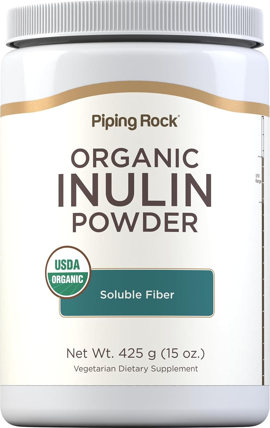 Piping Rock Organic Inulin Powder 15 oz Soluble Fiber Supplement FOS Powder Vegetarian NonGMO Gluten Free