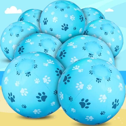 Hollowfly 12 Pack Dog Paw Themed Beach Ball for Kids 787 Bulk for Summer Pool and Beach Game Gifts Dog Birthday Party Supplies and End of the Year Class Party Decorations Favor