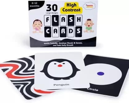 Nanna Munna High Contrast Flash Cards for Newborn Baby | Black & White Visual Stimulation Sensory Cards | Infant Brain Development Montessori Learning Toy for Kids