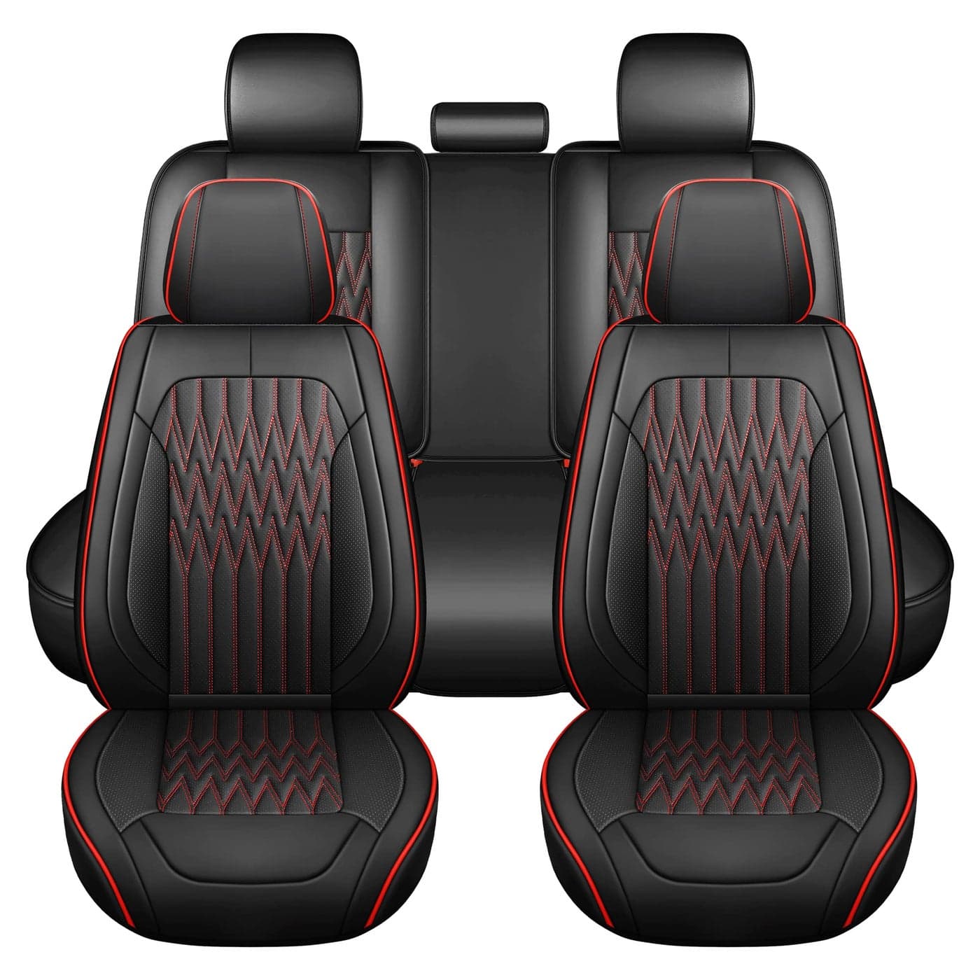 Huidasource Car Seat Covers Waterproof Leather Vehicle Cushion Covers Universal Fit Most Car Sedan SUV Pickup Truck Fit for Jeep Acura Honda Civic Nissan Mazda Dodge Buick Full SetBlackRed
