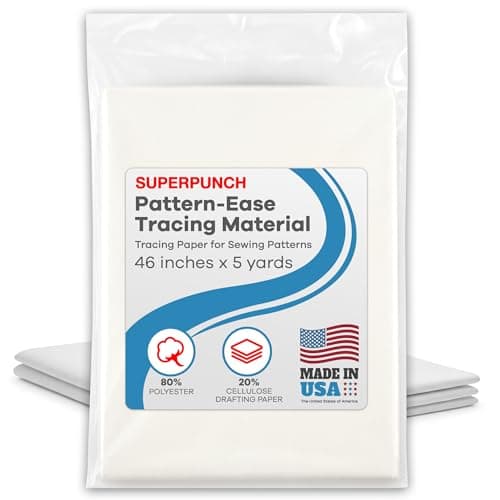 Superpunch PatternEase Tracing Material Tracing Paper for Sewing Patterns 46 Inches X 5 Yard HTC31001 Pattern Drafting Paper for Embroidery Nonwoven Light Interfacing Stabilizer Made in USA