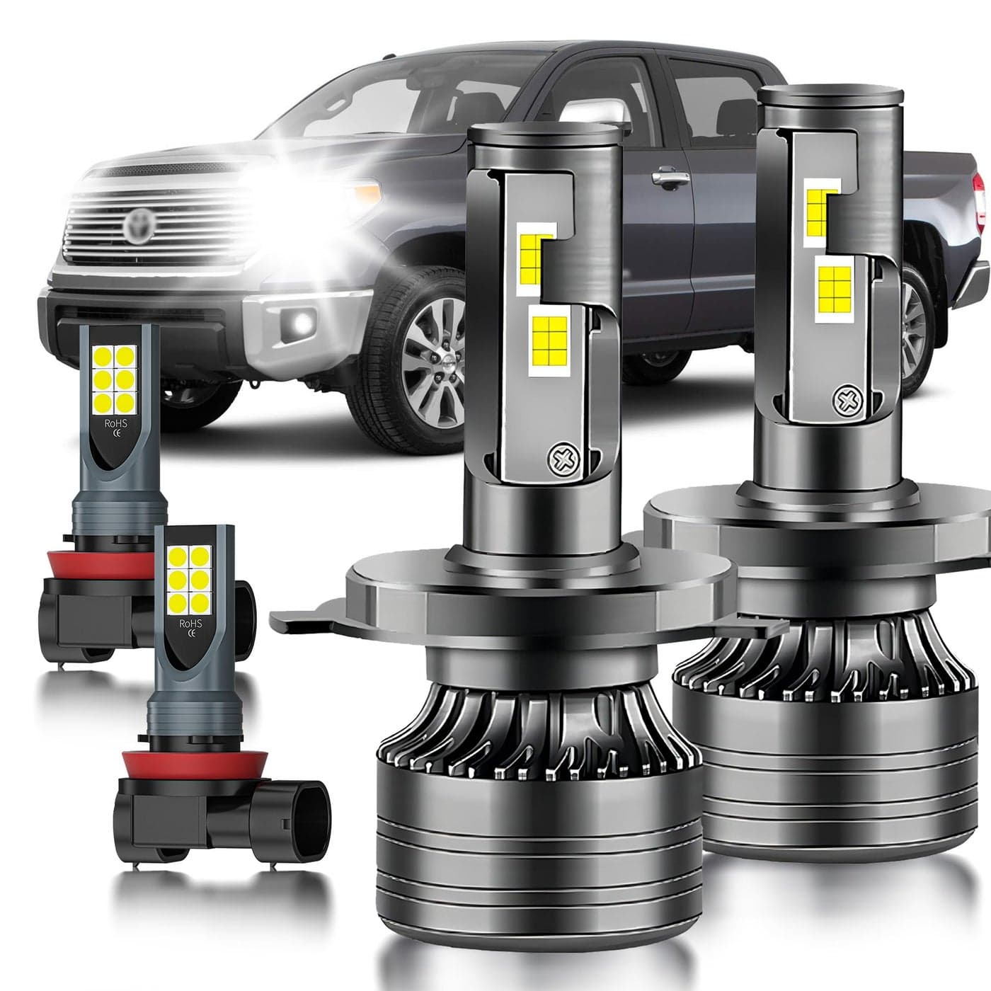HUOKEDS for 20142021 Toyota Tundra Fog Lights Bulbs Combo 4pcs Super Bright White Dual Beam and Fog Lights Blubs Package