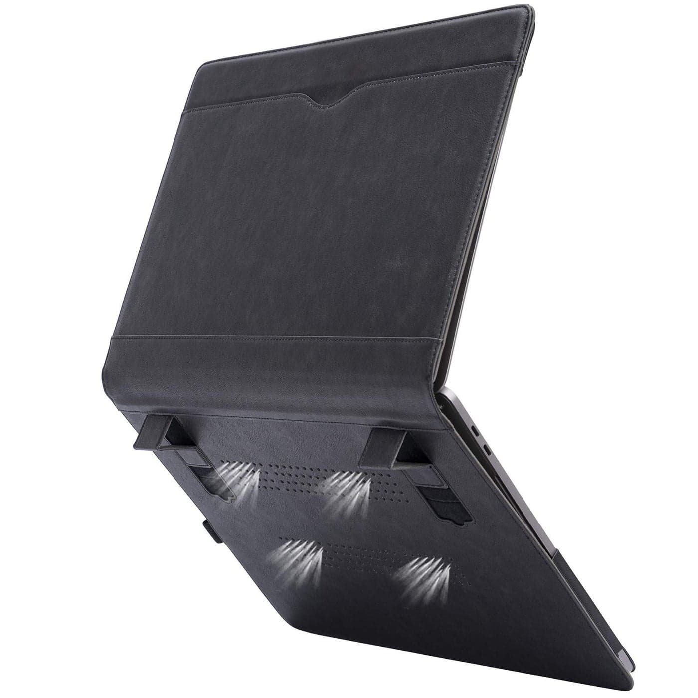 TYTX Compatible with MacBook Pro Leather Case 15 Inch 20162019 Release A1990 A1707 Laptop Sleeve Protective Folio Book Cover with Vents Black