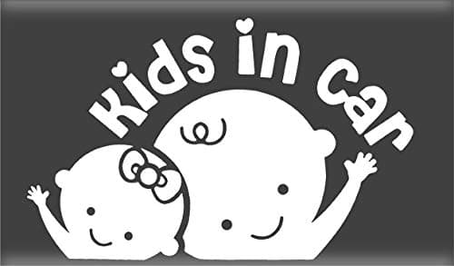 Vog Trends-Kids in Car Decal Baby in Car Sticker Baby on Board car Decal White 7.25 inch VT-2001, 7.25 x 4.5