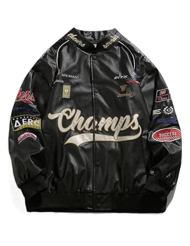 Aelfric Eden Faux Leather Jacket Oversized Racing Motorcycle Jackets Moto Coats Unisex Trendy Streetwear Jacket